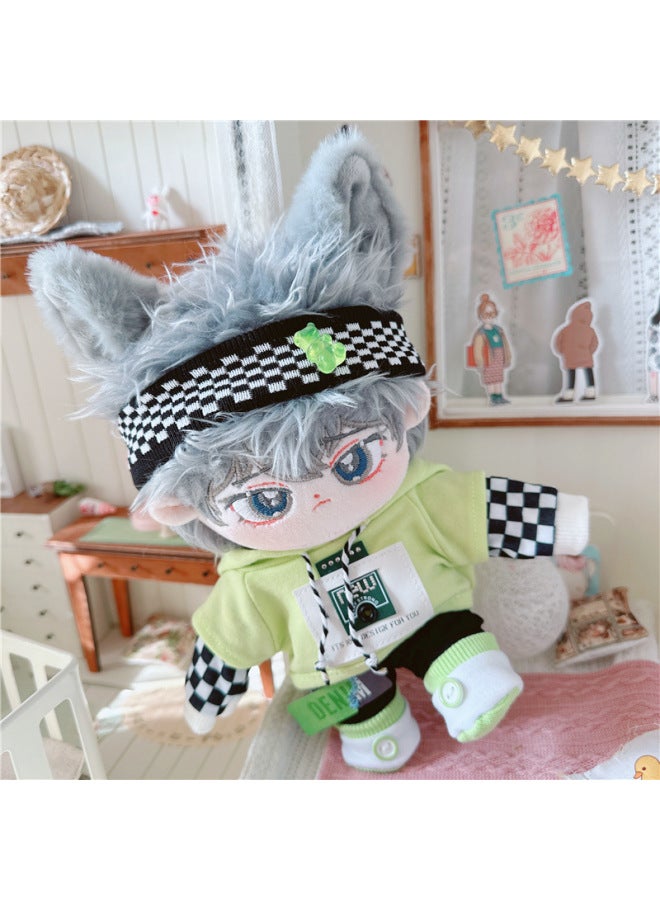 20cm Non-attribute Star Doll Humanoid Doll Plush Toy Gray Cub Cute Cotton Doll Nude Doll-Specifications:There Is A Skeleton 20cm-Color:Little Boy + Buck Tooth Rabbit - Image 2
