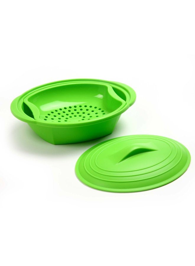 Norpro Silicone Steamer with Insert, Green - Image 1