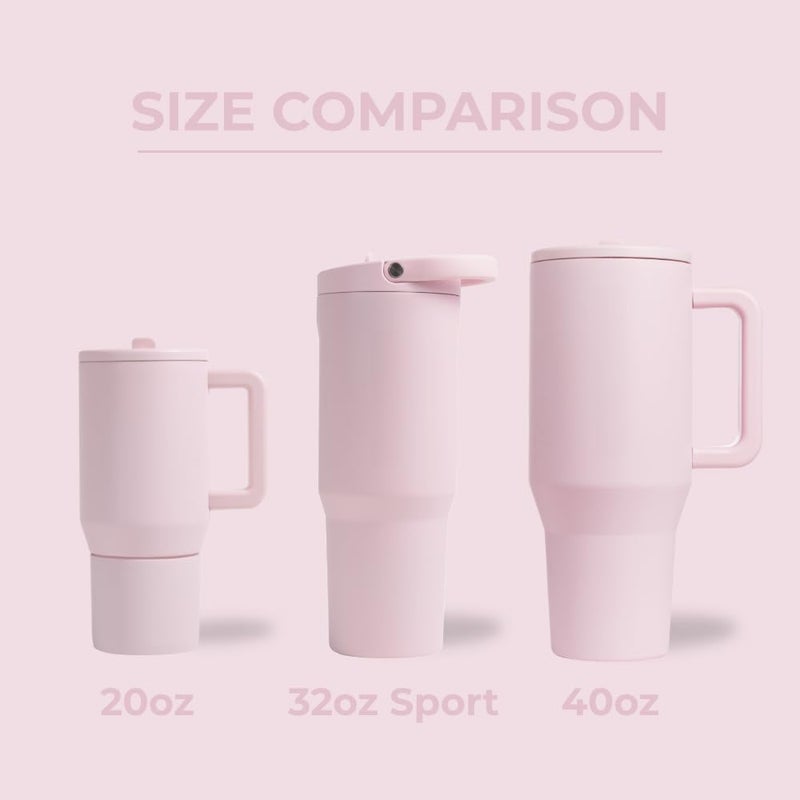 HydroJug Sport - Stainless Steel Tumbler with Straw, Vacuum Insulated, 32oz Leakproof Water Bottle, Ergonomic Design, Reusable, Dishwasher Safe, Rubber Base, Durable for Gym or Outdoors, Pink Sand - Image 4