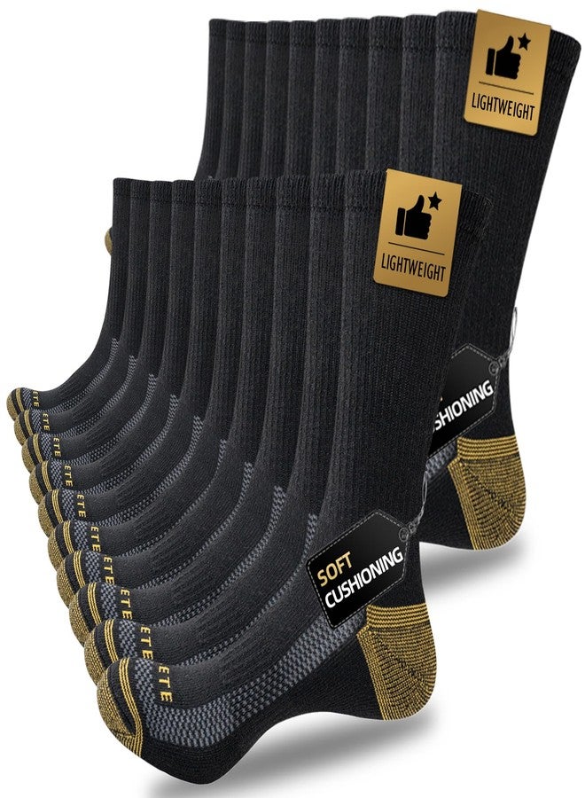 JOYNÉE Mens Athletic Crew Socks 5/10 Pairs Lightweight Cushioned Breathable Work Running Socks - Image 1