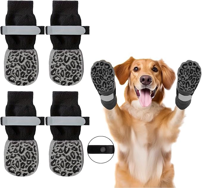 KUTKUT 4Pcs Non Slip Dog Socks to Prevent Licking Paws, Strong Traction for Hardwood Floors, Senior Dogs, Paw Protector, Prevent Scratching, Double Sides Anti Slip Dog Socks(Size:- S: L*W: 14cm*5cm) - Image 2