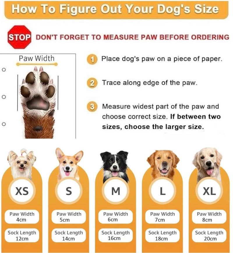 KUTKUT 4Pcs Non Slip Dog Socks to Prevent Licking Paws, Strong Traction for Hardwood Floors, Senior Dogs, Paw Protector, Prevent Scratching, Double Sides Anti Slip Dog Socks(Size:- S: L*W: 14cm*5cm) - Image 5