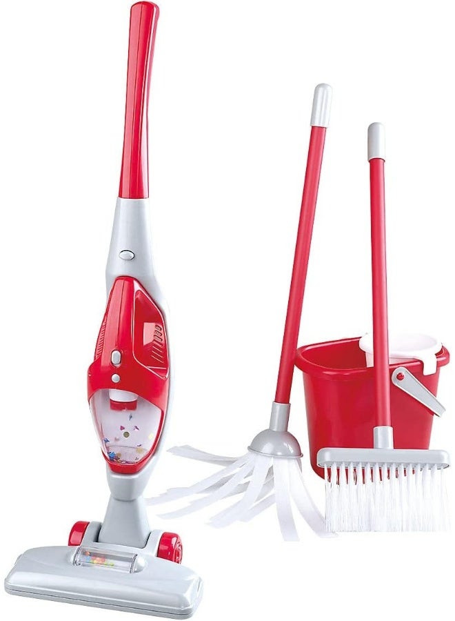 PLAYGO مجموعة تنظيف تعمل بالبطارية - مجموعة تنظيف للأطفال مكونة من 6 قطع | تشمل مكنسة، مكنسة، ممسحة ودلو - Image 1