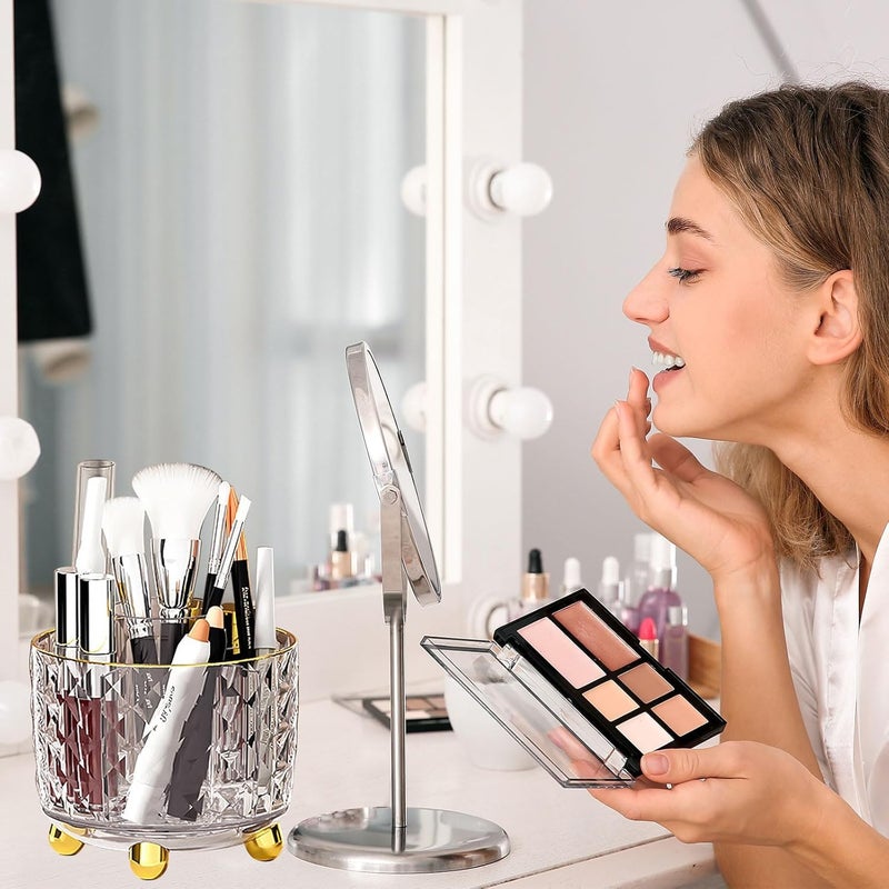 Snivy Snivy Makeup Brush Holder, 360° Rotating Clear Makeup Brush Organizer, 6 Slot Make up Brushes Cup for Cosmetics, Nail Polish, Bathroom Vanity Desktop Organizer  - Image 5