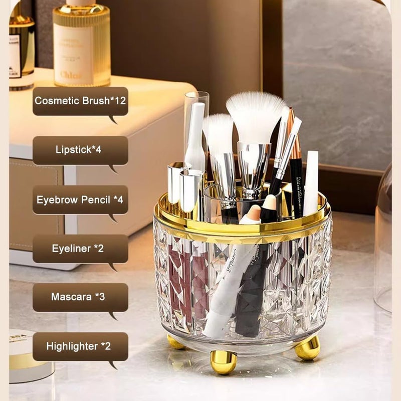 Snivy Snivy Makeup Brush Holder, 360° Rotating Clear Makeup Brush Organizer, 6 Slot Make up Brushes Cup for Cosmetics, Nail Polish, Bathroom Vanity Desktop Organizer  - Image 3