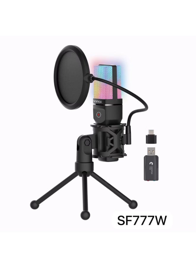 يانماي ميكروفون لاسلكي SF-777W - إلغاء ضوضاء ANC مع محول USB-A إلى Type-C - ميكروفون مكثف قلبي الشكل - Image 1