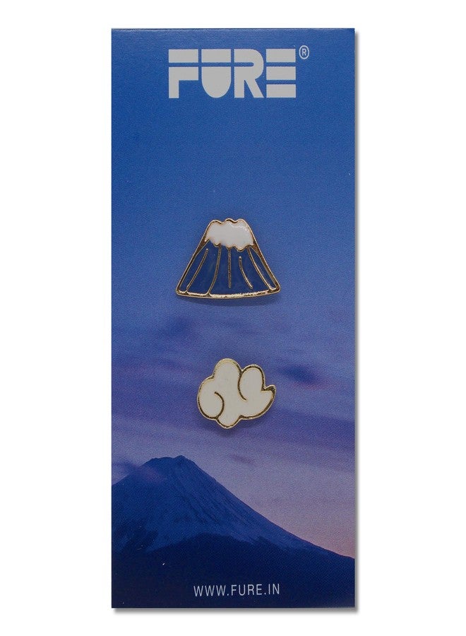 FURE Mountain & Cloud Enamel Pins with Chain - Image 3