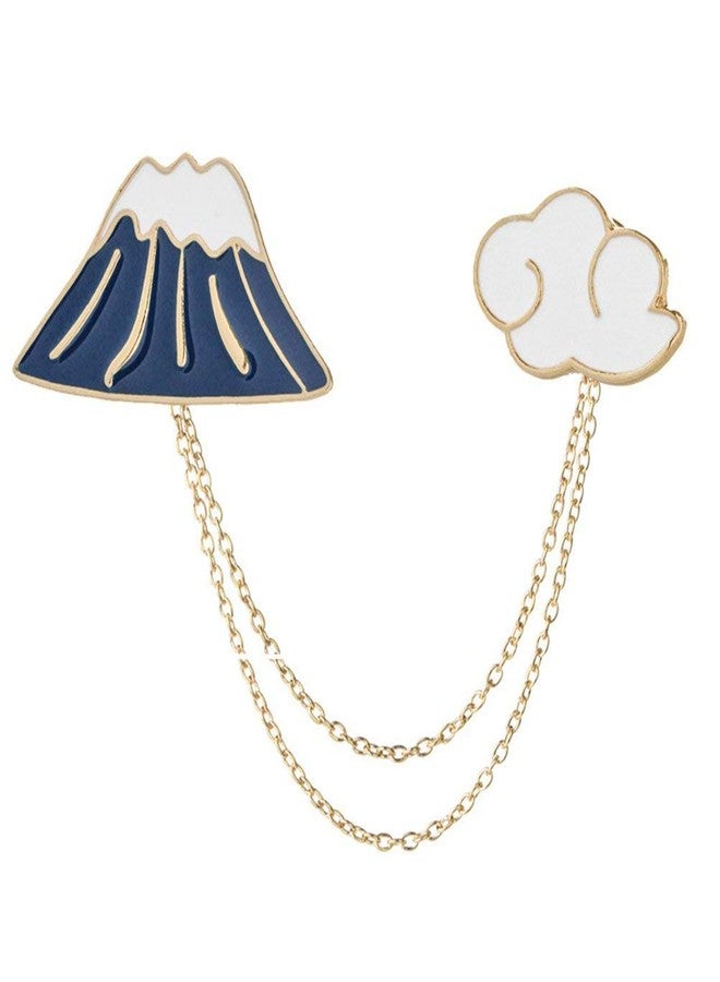 FURE Mountain & Cloud Enamel Pins with Chain - Image 1