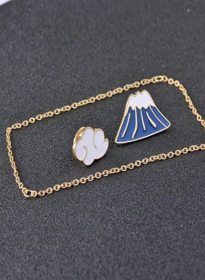 FURE Mountain & Cloud Enamel Pins with Chain - Image 4