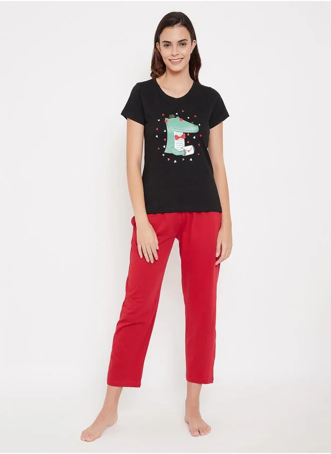 كلوفيا Solid Straight Pyjama with Elastic Waistband