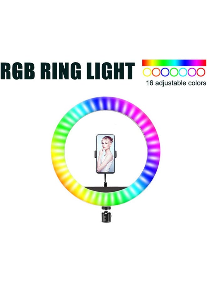 SHOPI Selfie Ring Light, 10'' RGB Ring Light with Phone Holder, Shooting with 16 Color Light, LED Ring Light for TakaTak YouTube Vlog Video Shooting,Makeup,Photography,Live Streaming Tripod, Tripod Bracket  - Image 1