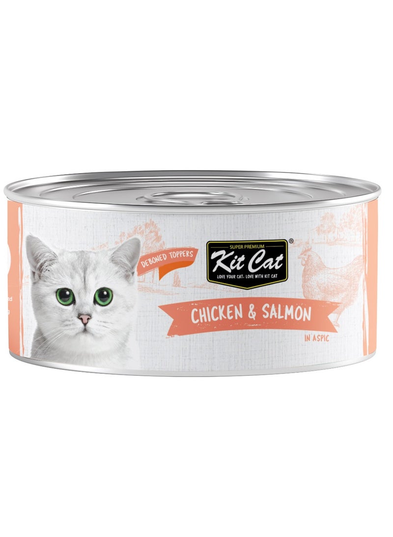 Kit Cat Pack of 24pc in Box Kit Cat Chicken And Salmon Toppers Cat Wet Food 80g - Image 2