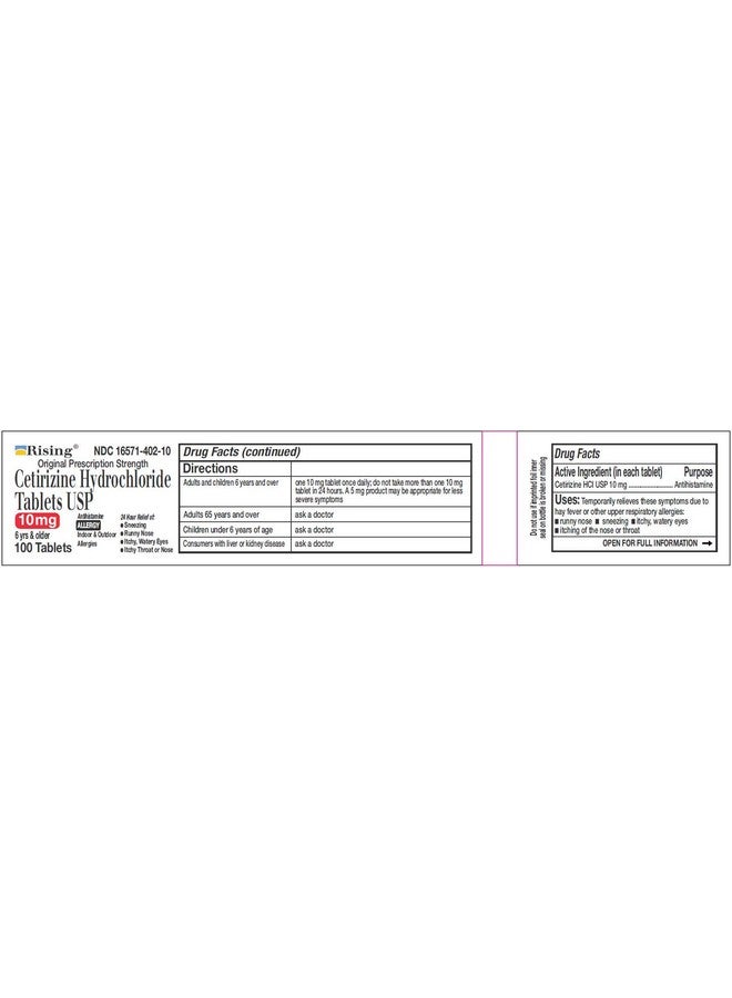 Rising Pharma - Cetirizine HCL 10 mg - Antihistamine Seasonal Allergy Tablets - 100 tablets - Image 2