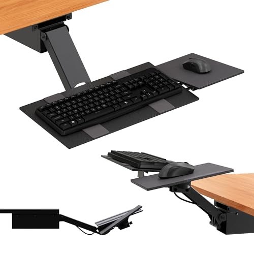 Uncaged Ergonomics KT2-b Under-Desk Adjustable Height & Angle Sit to Stand Up Keyboard Tray with negative tilt Best standing desk computer keyboard holder drawer - Image 1