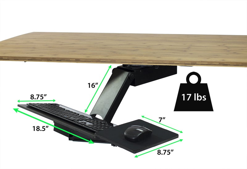 Uncaged Ergonomics KT2-b Under-Desk Adjustable Height & Angle Sit to Stand Up Keyboard Tray with negative tilt Best standing desk computer keyboard holder drawer - Image 4