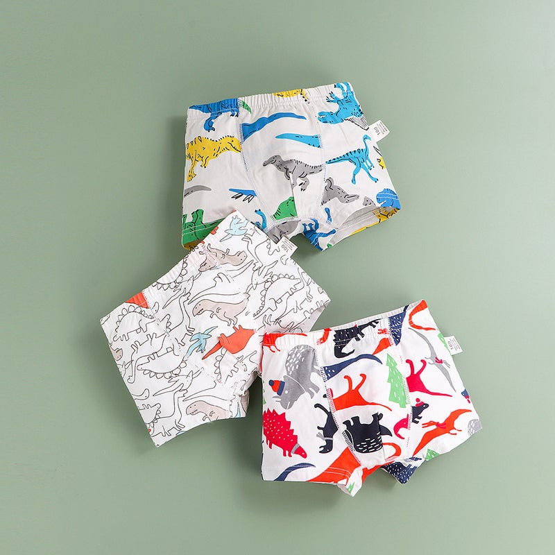 Kids Cotton Cartoon Dinosaur Boxer Briefs
