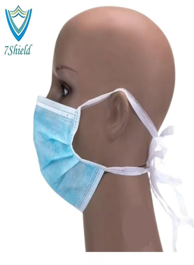 7Shield 3Ply Tie On Medical Mask | Disposable Safety Masks for Hospital Staff | ISO GMP & CE Certified |Soft Fabric Ear Loop | Comfortable Tie Knot Blue Surgical Mask (Pack Of 100) - Image 4