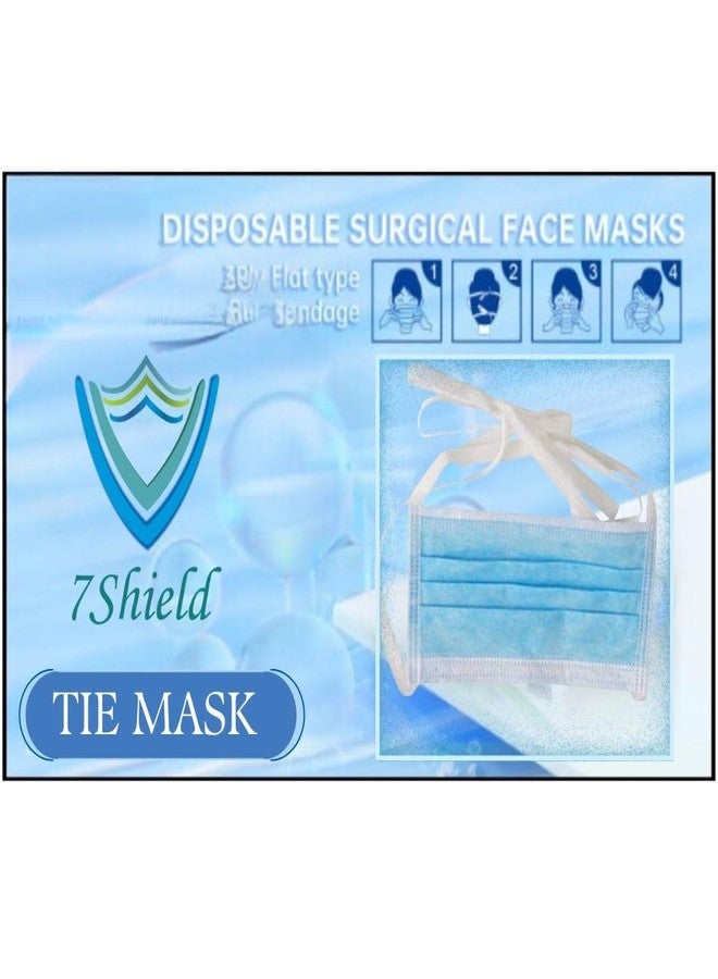 7Shield 3Ply Tie On Medical Mask | Disposable Safety Masks for Hospital Staff | ISO GMP & CE Certified |Soft Fabric Ear Loop | Comfortable Tie Knot Blue Surgical Mask (Pack Of 100) - Image 2