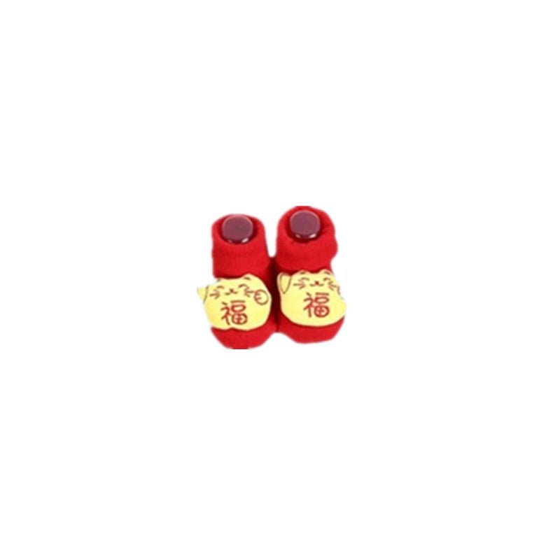 Baby Festive Red Cap  Drool Bib Set Red cartoon socks