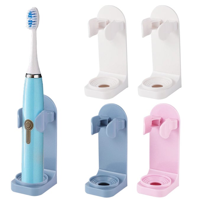 4 PACK ELECTRIC TOOTHBRUSH HOLDER SELFADHESIVE TOOTHBRUSH STAND ORGANIZER WALL MOUNTED UNIVERSAL TOOTHPASTE STORAGE FOR BATHROOM PINKBLUEWHITE