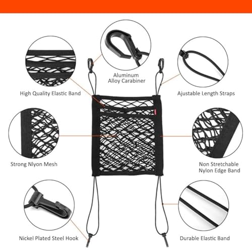 TAZLYN car mid net car mesh Organizer net Between car Front Seats car Storage Accessories Interior car seat net Pocket Holder car Organisers Storage Tissue Purse Holder Driver Storage Netting Pouch - Image 4