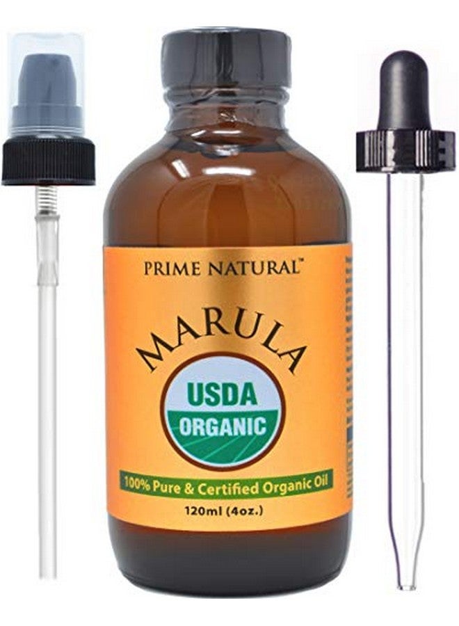 Prime Natural Organic Marula Oil 4Oz/120Ml Usda Certified Cold Pressed Unrefined Virgin 100% Pure Natural Vegan Best For Face Body Hair Nails Skin Care - Image 1
