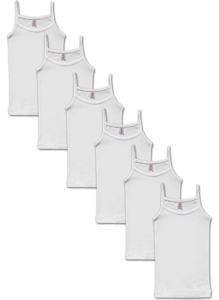 İki Yıldız Two Stars Girls 100% Cotton Rib Rope Strap Girls Undershirt 