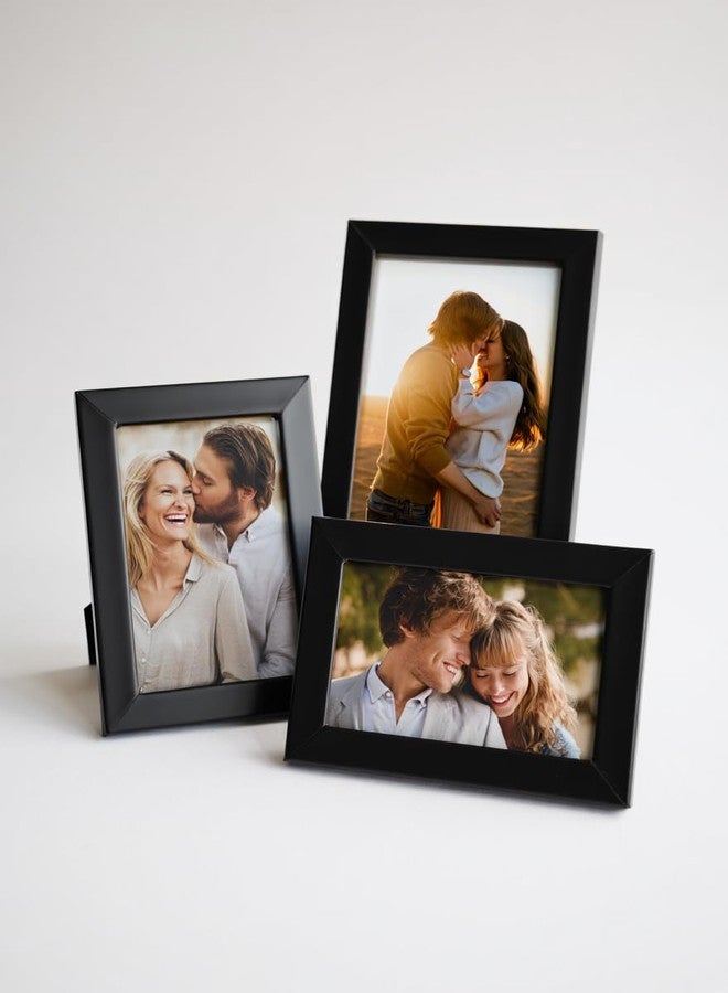 مجموعة إطارات صور مكونة من 3 قطع، لون أسود، مقاسات 4×6 بوصة، 5×7 بوصة، 6×8 بوصة، حامل عرض مكتبي - Image 1