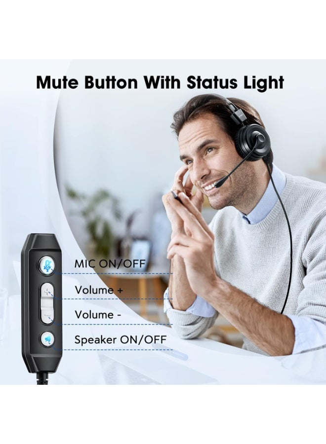 EMEET Computer Headset with Microphone HS20, Wired Office Headphones with 360° Omni-Directional Mic, USB/3.5mm Jack, in-Line Control, Mute Button, USB Headset for Skype/Call Center/PC/Phones Tablet - Image 5