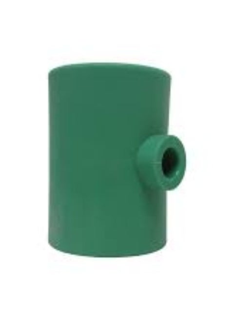 KNP Reducer Tee PPR Pipe Fitting (63MM X 25MM X 63MM) is designed to connect two pipes of the same diameter (63MM) while providing a branch for a smaller pipe (25MM).