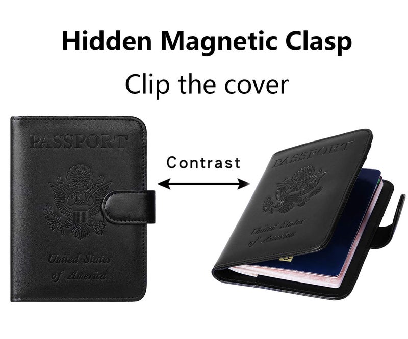 PASCACOO Passport Holder Cover Wallet RFID Blocking Leather Card Case Travel Accessories for Women Men (Black) - Image 3