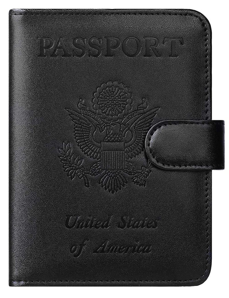 PASCACOO Passport Holder Cover Wallet RFID Blocking Leather Card Case Travel Accessories for Women Men (Black) - Image 1