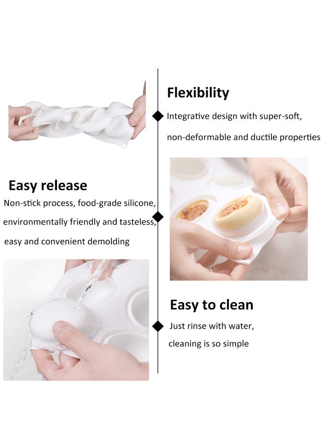 W WBLD Silicone Cake Mold for Baking，8 Holes 3D Stone Round Shape Silicone Mousse Cake Pop Form,Non-Stick Candy Chocolate Jelly Baking Mould Tray,Pastry Cheesecake Pudding Bread Decorating Tool for Homemade - Image 3