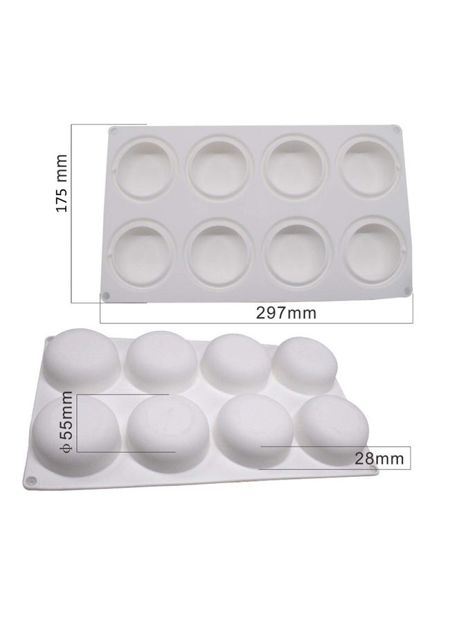 W WBLD Silicone Cake Mold for Baking，8 Holes 3D Stone Round Shape Silicone Mousse Cake Pop Form,Non-Stick Candy Chocolate Jelly Baking Mould Tray,Pastry Cheesecake Pudding Bread Decorating Tool for Homemade - Image 2