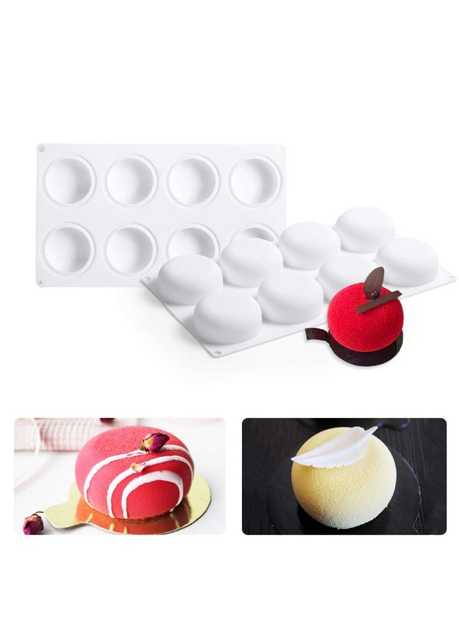 W WBLD Silicone Cake Mold for Baking，8 Holes 3D Stone Round Shape Silicone Mousse Cake Pop Form,Non-Stick Candy Chocolate Jelly Baking Mould Tray,Pastry Cheesecake Pudding Bread Decorating Tool for Homemade - Image 4