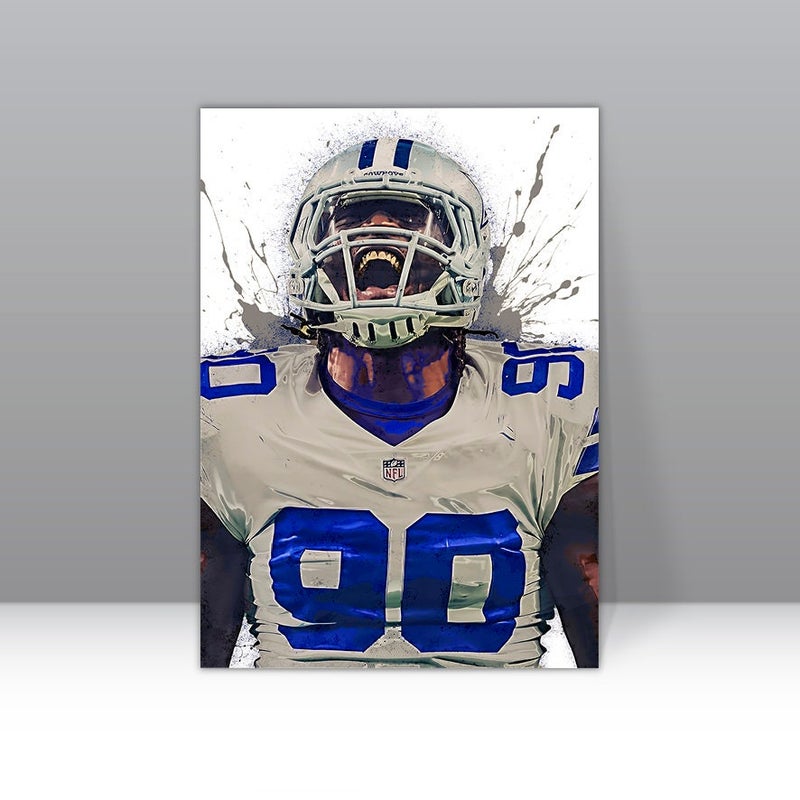TNESSENTIAL Demarcus Lawrence Poster Dallas Cowboys Framed Canvas Poster Football Wall Art Print NFL Artwork Home Decor D145 Birthday Gift - Image 1