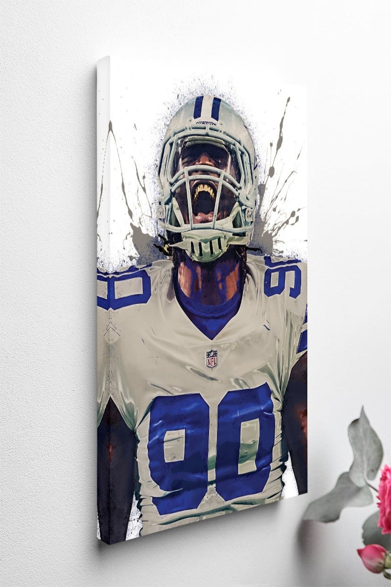 TNESSENTIAL Demarcus Lawrence Poster Dallas Cowboys Framed Canvas Poster Football Wall Art Print NFL Artwork Home Decor D145 Birthday Gift - Image 4