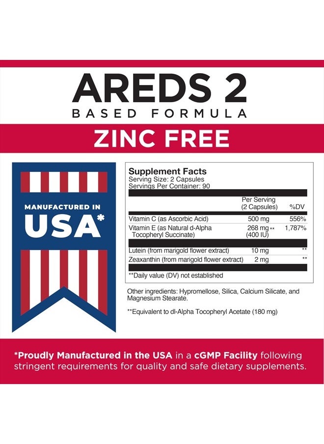 Viteyes AREDS 2 Zinc Free Macular Support, Natural Allergen Free Capsules with Vitamin E, Vitamin C, Lutein & Zeaxanthin, No Zinc, No Copper, Eye Doctor Trusted, Manufactured in The USA, 180 Ct  - Image 5