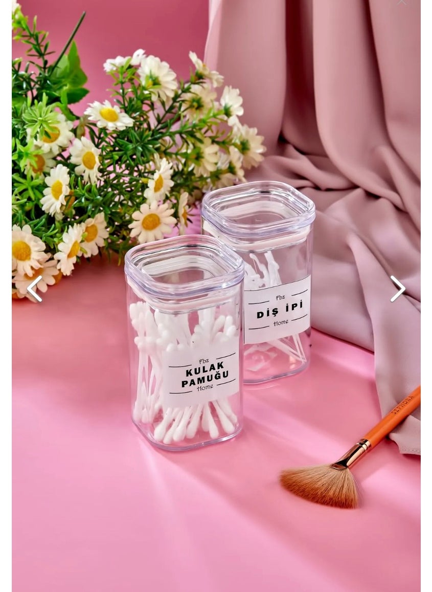 Fbz Home 2-Piece Covered Acrylic Dental Floss & Cotton Bud Bath Set 250 ml  - Image 1