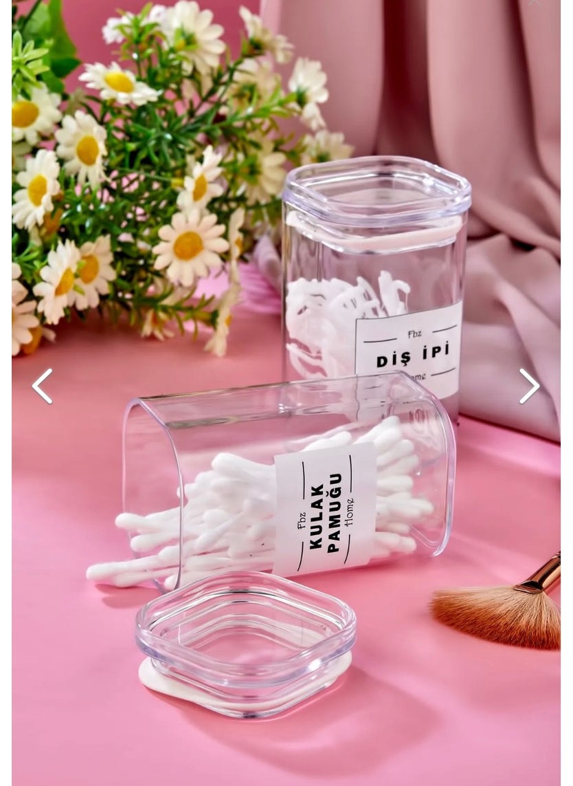 Fbz Home 2-Piece Covered Acrylic Dental Floss & Cotton Bud Bath Set 250 ml  - Image 2