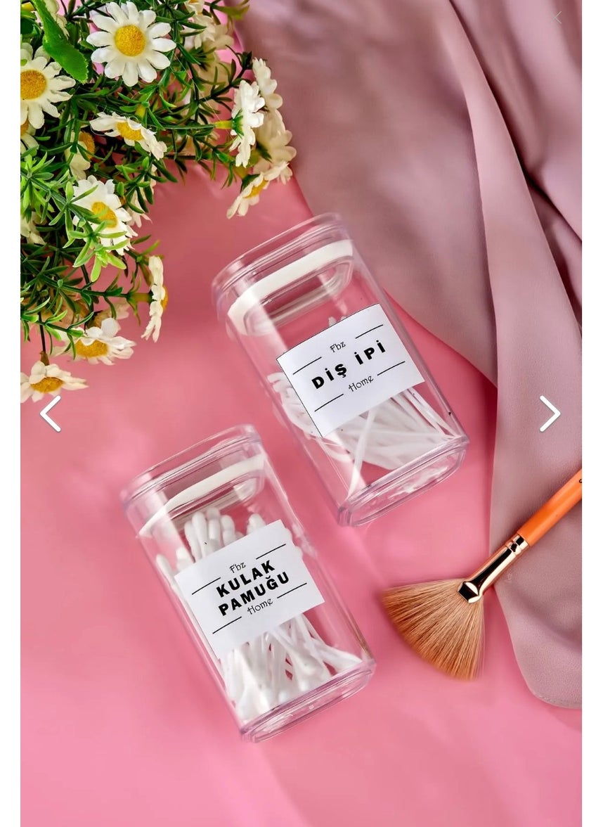 Fbz Home 2-Piece Covered Acrylic Dental Floss & Cotton Bud Bath Set 250 ml  - Image 3