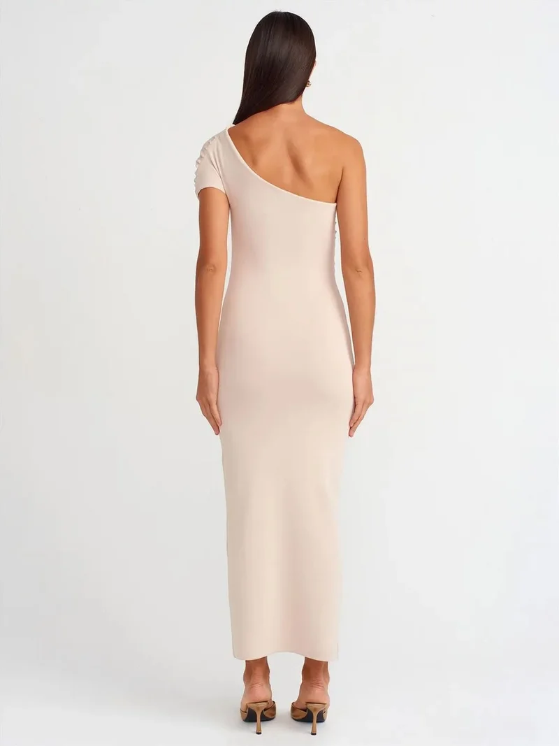 ديلفين Dilvin Asymmetrical One-Sleeve Bodycon Maxi Dress