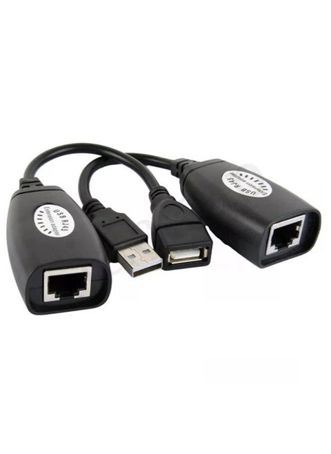 USB RJ45 Extension Adapter Up to 50 meters Length (Black)