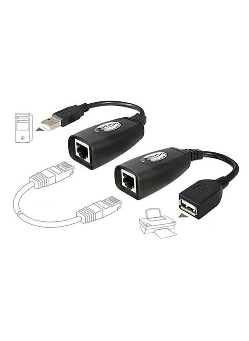 Generic - USB RJ45 Extension Adapter Up to 50 meters Length (Black) - Image 1