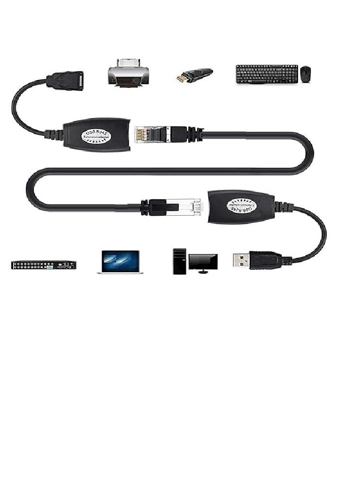Generic - USB RJ45 Extension Adapter Up to 50 meters Length (Black) - Image 1