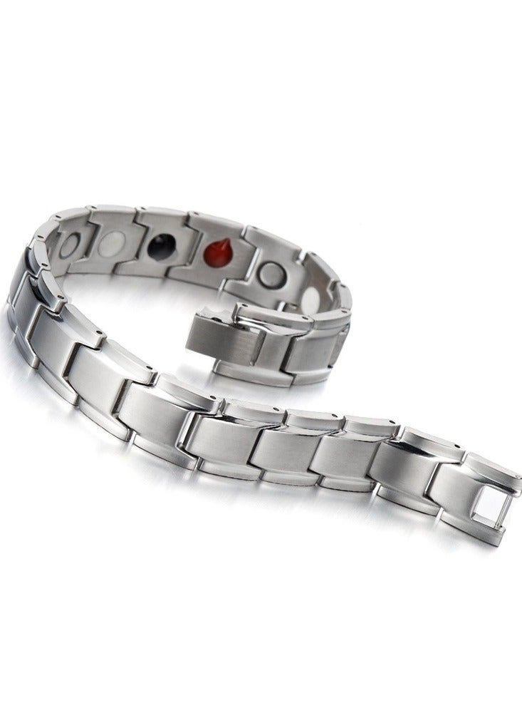 Magnetic Stainless Chain Steel Mens Bracelet with Magnets and Free Link Removal Kit (Silver) - Image 3