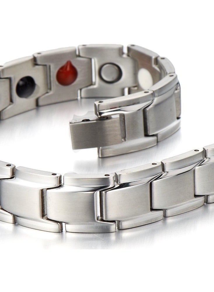 Magnetic Stainless Chain Steel Mens Bracelet with Magnets and Free Link Removal Kit (Silver) - Image 4