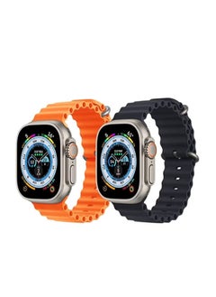 vesus Silicone Ocean Band Strap Orange Silicone Ocean Band Strap Black Set of 2 for Apple Watch Ultra 8 49mm 