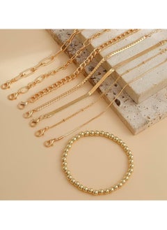Huitich Elegant 8-Piece Gold Colour Bracelet Set for Women  - Image 2