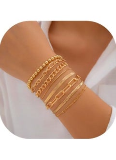 Huitich Elegant 8-Piece Gold Colour Bracelet Set for Women  - Image 3